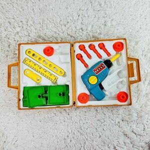 Fisher-Price Toy Tool Set Vintage Drill Ruler Vice Yellow Size